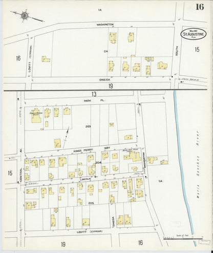 Sanborn Fire Insurance Map from Saint Augustine, Saint John's County, Florida (1910), Sheet #0016 - Complete Map Set gallery image, historic Sanborn map, vintage wall art, Florida Florida