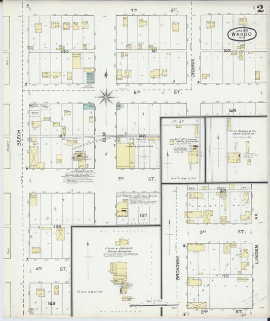 Sanborn Fire Insurance Map from Wahoo, Saunders County, Nebraska (1892), Sheet #0002 - Historic Sanborn Fire Insurance Map Print, vintage old map wall art, antique decor, genealogy gift, Nebraska Nebraska map