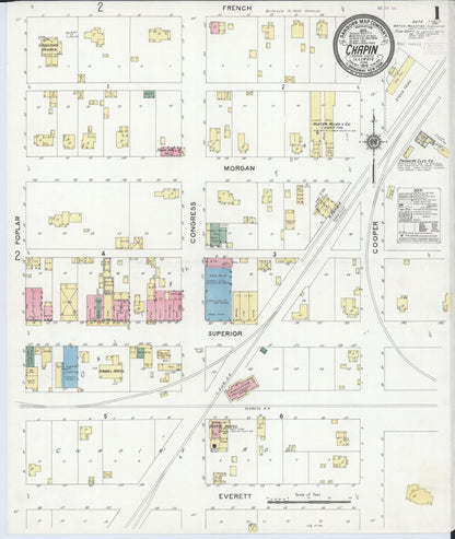 Sanborn Fire Insurance Map from Chapin, Morgan County, Illinois (1910), Sheet #0001 - Complete Map Set gallery image, historic Sanborn map, vintage wall art, Illinois Illinois