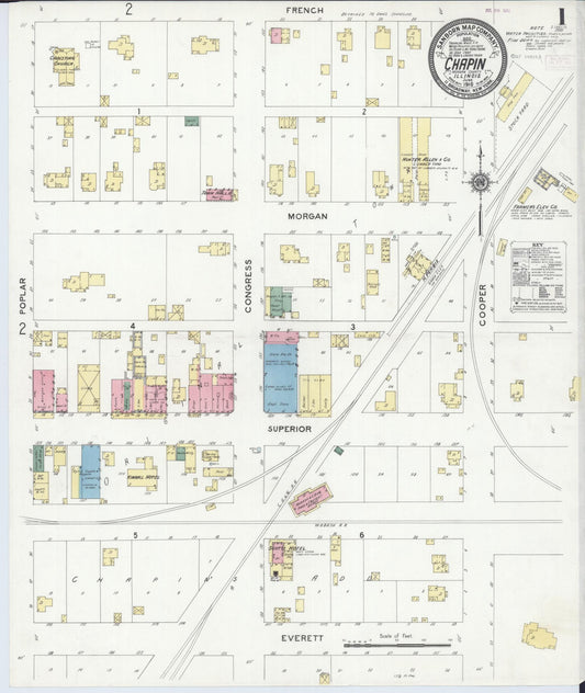 Sanborn Fire Insurance Map from Chapin, Morgan County, Illinois (1910), Sheet #0001 - Complete Map Set gallery image, historic Sanborn map, vintage wall art, Illinois Illinois