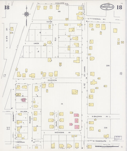 Sanborn Fire Insurance Map from Kirksville, Adair County, Missouri (1925), Sheet #0018 - Historic Sanborn Fire Insurance Map Print, vintage old map wall art, antique decor, genealogy gift, Missouri Missouri map
