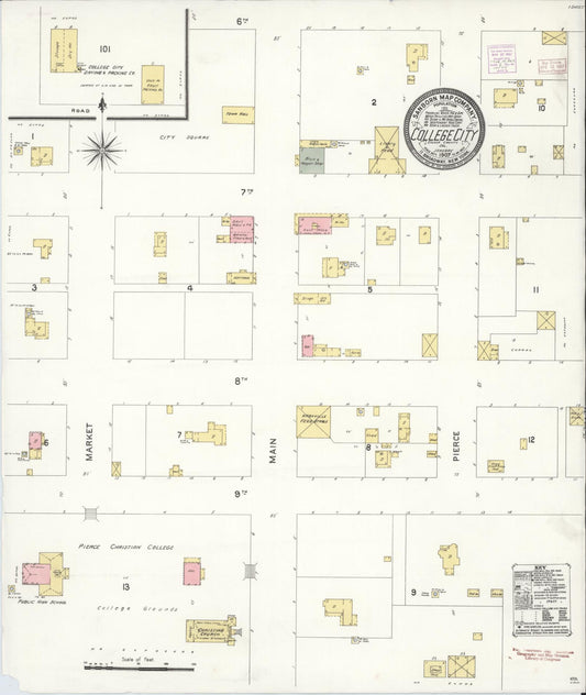 Sanborn Fire Insurance Map from College City, Colusa County, California (1907), Sheet #0001 - Historic Sanborn Fire Insurance Map Print, vintage old map wall art, antique decor, genealogy gift, California California map