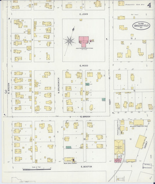 Sanborn Fire Insurance Map from Brookfield, Linn County, Missouri (1898), Sheet #0004 - Historic Sanborn Fire Insurance Map Print, vintage old map wall art, antique decor, genealogy gift, Missouri Missouri map