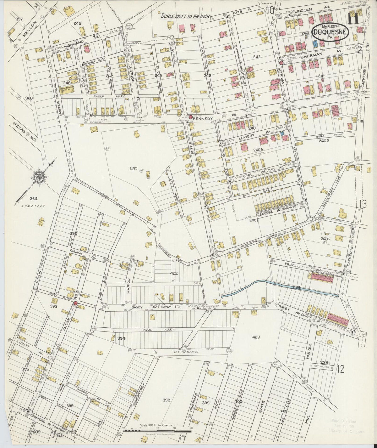 Sanborn Fire Insurance Map from Duquesne, Allegheny County, Pennsylvania (1917), Sheet #0011 - Complete Map Set gallery image, historic Sanborn map, vintage wall art, Pennsylvania Pennsylvania