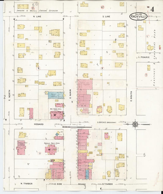Sanborn Fire Insurance Map from Knoxville, Knox County, Illinois (1944), Sheet #0004 - Historic Sanborn Fire Insurance Map Print, vintage old map wall art, antique decor, genealogy gift, Illinois Illinois map