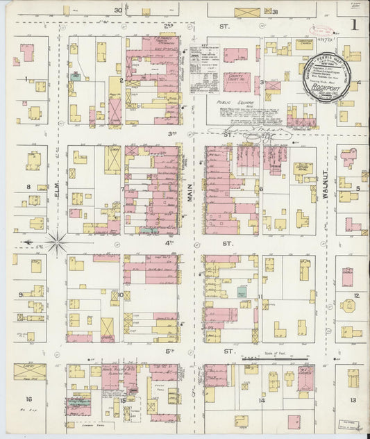 Sanborn Fire Insurance Map from Rockport, Spencer County, Indiana (1892), Sheet #0001 - Complete Map Set gallery image, historic Sanborn map, vintage wall art, Indiana Indiana
