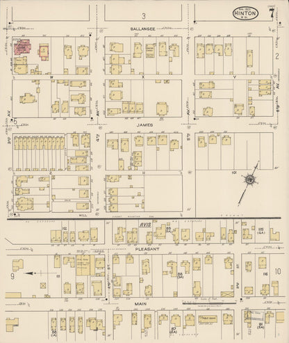 Sanborn Fire Insurance Map from Hinton, Summer County, West Virginia (1922), Sheet #0007 - Complete Map Set gallery image, historic Sanborn map, vintage wall art, West Virginia West Virginia