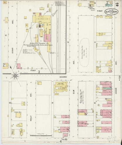 Sanborn Fire Insurance Map from South Pittsburg, Marion County, Tennessee (1897), Sheet #0002 - Complete Map Set gallery image, historic Sanborn map, vintage wall art, Tennessee Tennessee
