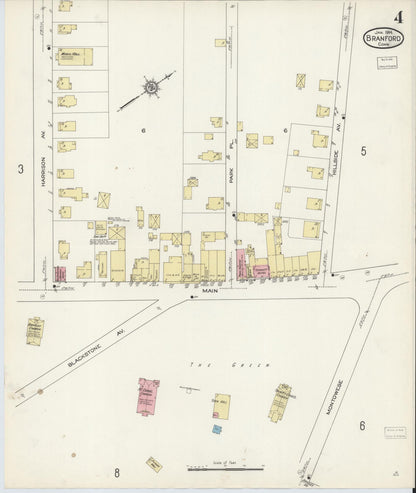 Sanborn Fire Insurance Map from Branford, New Haven County, Connecticut (1914), Sheet #0004 - Complete Map Set gallery image, historic Sanborn map, vintage wall art, Connecticut Connecticut