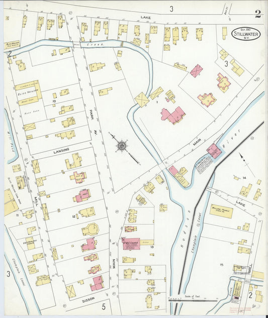 Sanborn Fire Insurance Map from Stillwater, Saratoga County, New York (1910), Sheet #0002 - Historic Sanborn Fire Insurance Map Print, vintage old map wall art, antique decor, genealogy gift, New York New York map