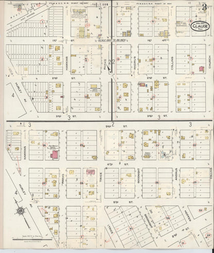 Sanborn Fire Insurance Map from Claude, Armstrong County, Texas (1932), Sheet #0003 - Historic Sanborn Fire Insurance Map Print, vintage old map wall art, antique decor, genealogy gift, Texas Texas map