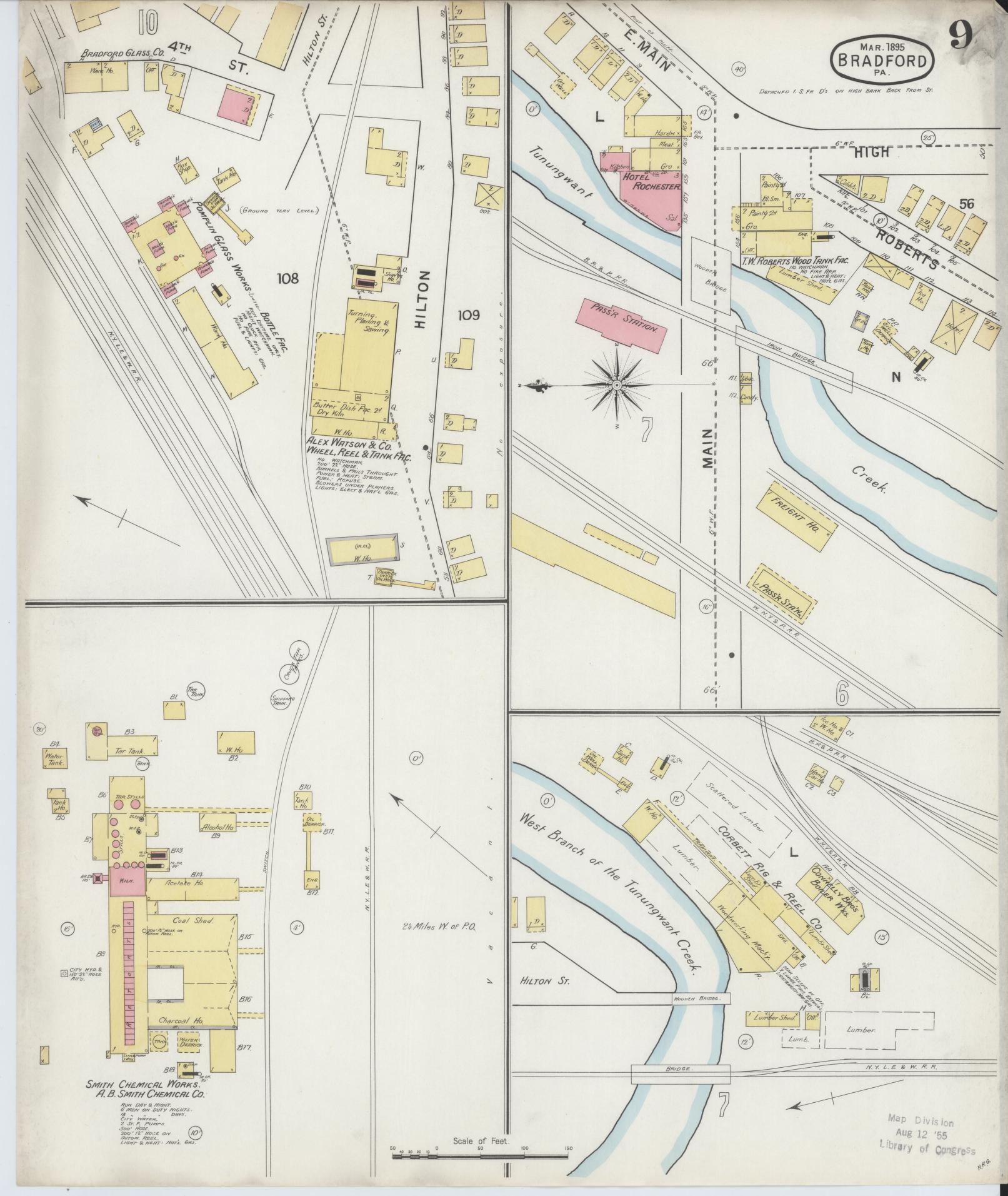 Sanborn Fire Insurance Map from Bradford, McKean County, Pennsylvania (1895), Sheet #0009 - Historic Sanborn Fire Insurance Map Print, vintage old map wall art, antique decor, genealogy gift, Pennsylvania Pennsylvania map
