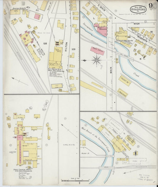 Sanborn Fire Insurance Map from Bradford, McKean County, Pennsylvania (1895), Sheet #0009 - Historic Sanborn Fire Insurance Map Print, vintage old map wall art, antique decor, genealogy gift, Pennsylvania Pennsylvania map