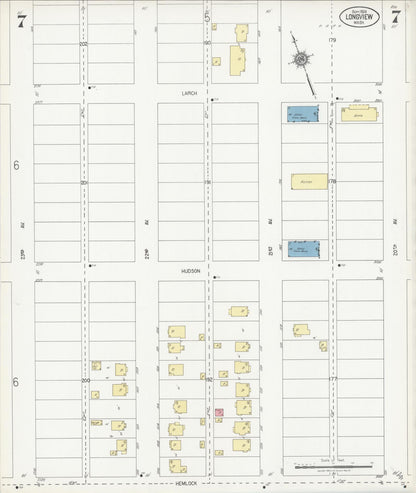 Sanborn Fire Insurance Map from Longview, Cowlitz County, Washington (1924), Sheet #0007 - Complete Map Set gallery image, historic Sanborn map, vintage wall art, Washington Washington