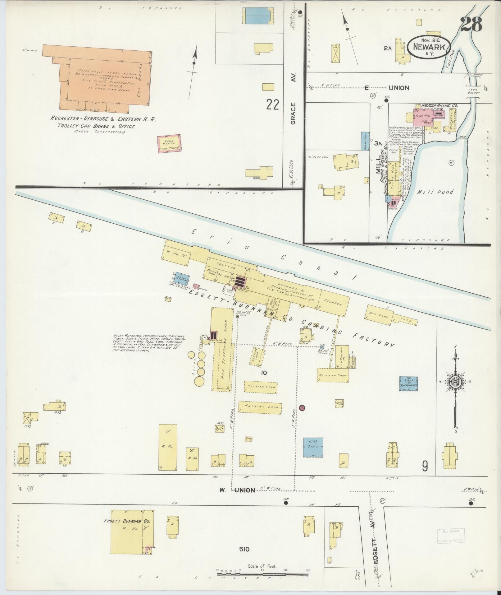 Sanborn Fire Insurance Map from Newark, Wayne County, New York (1912), Sheet #0028 - Complete Map Set gallery image, historic Sanborn map, vintage wall art, New York New York
