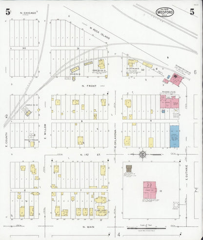 Sanborn Fire Insurance Map from Medford, Grant County, Oklahoma (1928), Sheet #0005 - Complete Map Set gallery image, historic Sanborn map, vintage wall art, Oklahoma Oklahoma