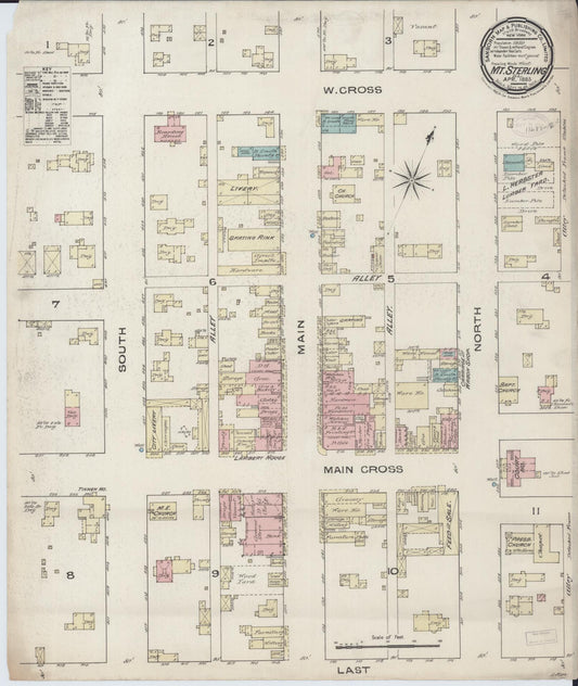 Sanborn Fire Insurance Map from Mount Sterling, Brown County, Illinois (1885), Sheet #0001 - Historic Sanborn Fire Insurance Map Print, vintage old map wall art, antique decor, genealogy gift, Illinois Illinois map