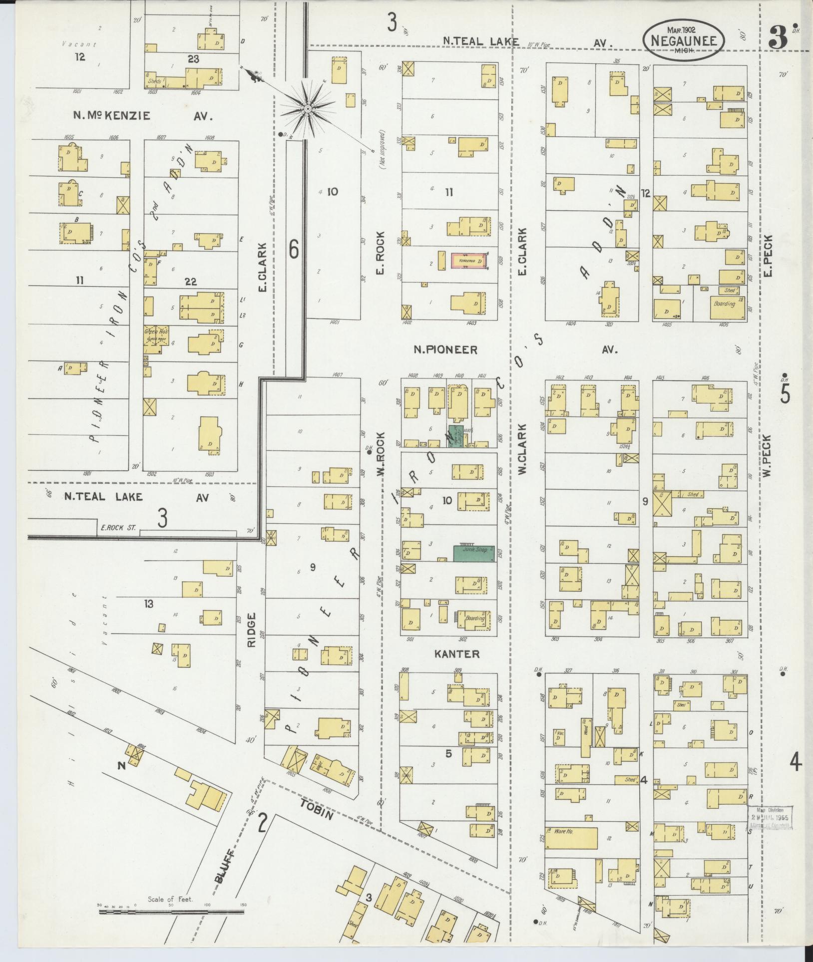 Sanborn Fire Insurance Map from Negaunee, Marquette County, Michigan (1902), Sheet #0003 - Complete Map Set gallery image, historic Sanborn map, vintage wall art, Michigan Michigan