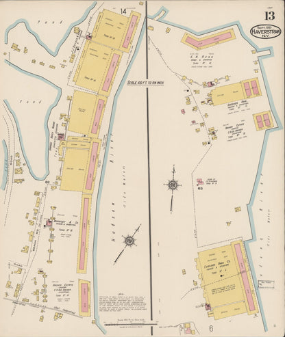 Sanborn Fire Insurance Map from Haverstraw, Rockland County, New York (1921), Sheet #0013 - Historic Sanborn Fire Insurance Map Print, vintage old map wall art, antique decor, genealogy gift, New York New York map