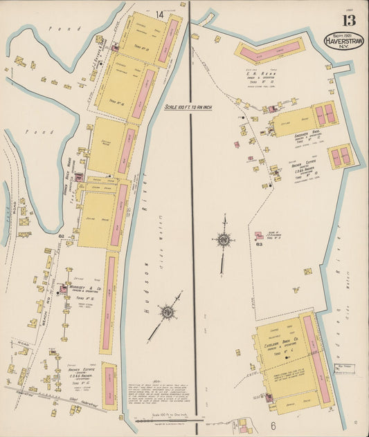 Sanborn Fire Insurance Map from Haverstraw, Rockland County, New York (1921), Sheet #0013 - Historic Sanborn Fire Insurance Map Print, vintage old map wall art, antique decor, genealogy gift, New York New York map