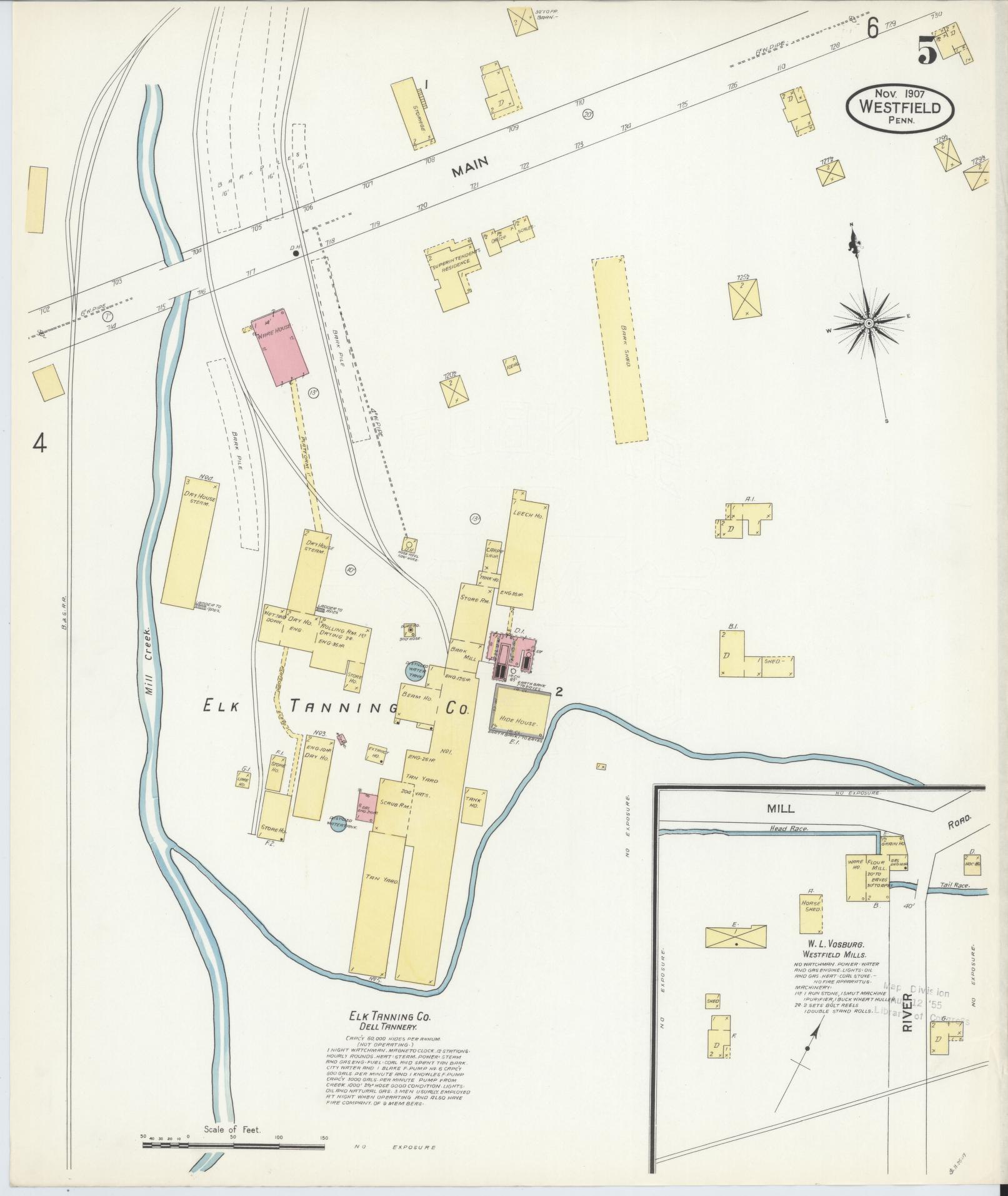 Sanborn Fire Insurance Map from Westfield, Tioga County, Pennsylvania (1907), Sheet #0005 - Complete Map Set gallery image, historic Sanborn map, vintage wall art, Pennsylvania Pennsylvania