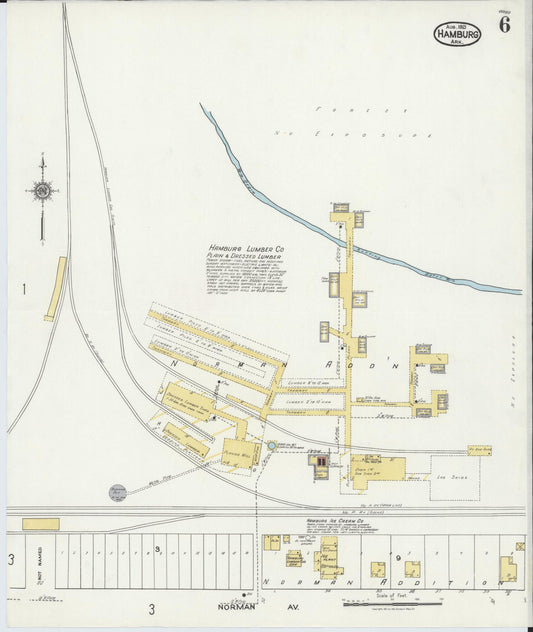 Sanborn Fire Insurance Map from Hamburg, Ashley County, Arkansas (1921), Sheet #0006 - Historic Sanborn Fire Insurance Map Print, vintage old map wall art, antique decor, genealogy gift, Arkansas Arkansas map