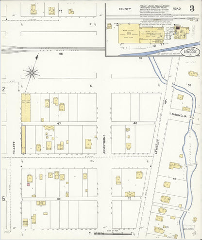 Sanborn Fire Insurance Map from Lemoore, Kings County, California (1909), Sheet #0003 - Complete Map Set gallery image, historic Sanborn map, vintage wall art, California California