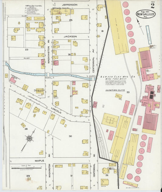 Sanborn Fire Insurance Map from New Gallilee, Beaver County, Pennsylvania (1921), Sheet #0002 - Historic Sanborn Fire Insurance Map Print, vintage old map wall art, antique decor, genealogy gift, Pennsylvania Pennsylvania map