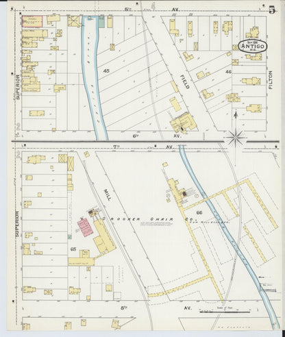 Sanborn Fire Insurance Map from Antigo, Langlade County, Wisconsin (1892), Sheet #0005 - Historic Sanborn Fire Insurance Map Print, vintage old map wall art, antique decor, genealogy gift, Wisconsin Wisconsin map