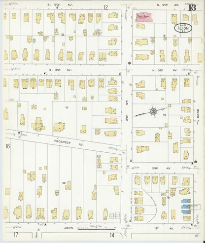 Sanborn Fire Insurance Map from Ilion, Herkimer County, New York (1912), Sheet #0013 - Complete Map Set gallery image, historic Sanborn map, vintage wall art, New York New York