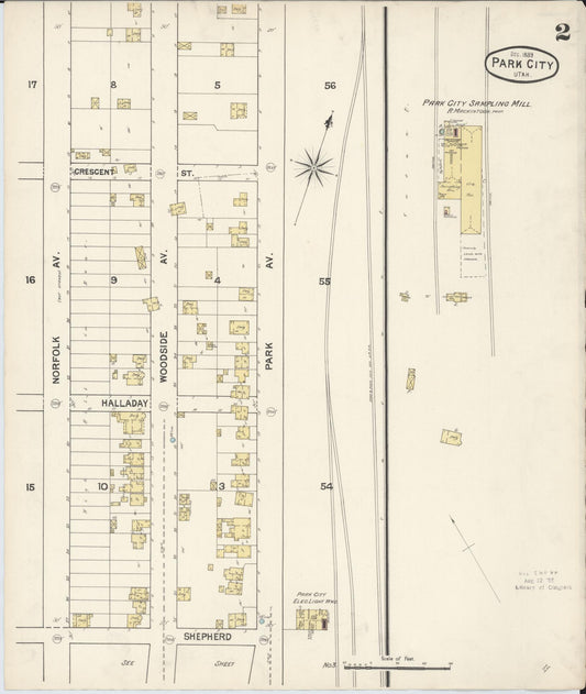 Sanborn Fire Insurance Map from Park City, Summit County, Utah (1889), Sheet #0002 - Historic Sanborn Fire Insurance Map Print, vintage old map wall art, antique decor, genealogy gift, Utah Utah map