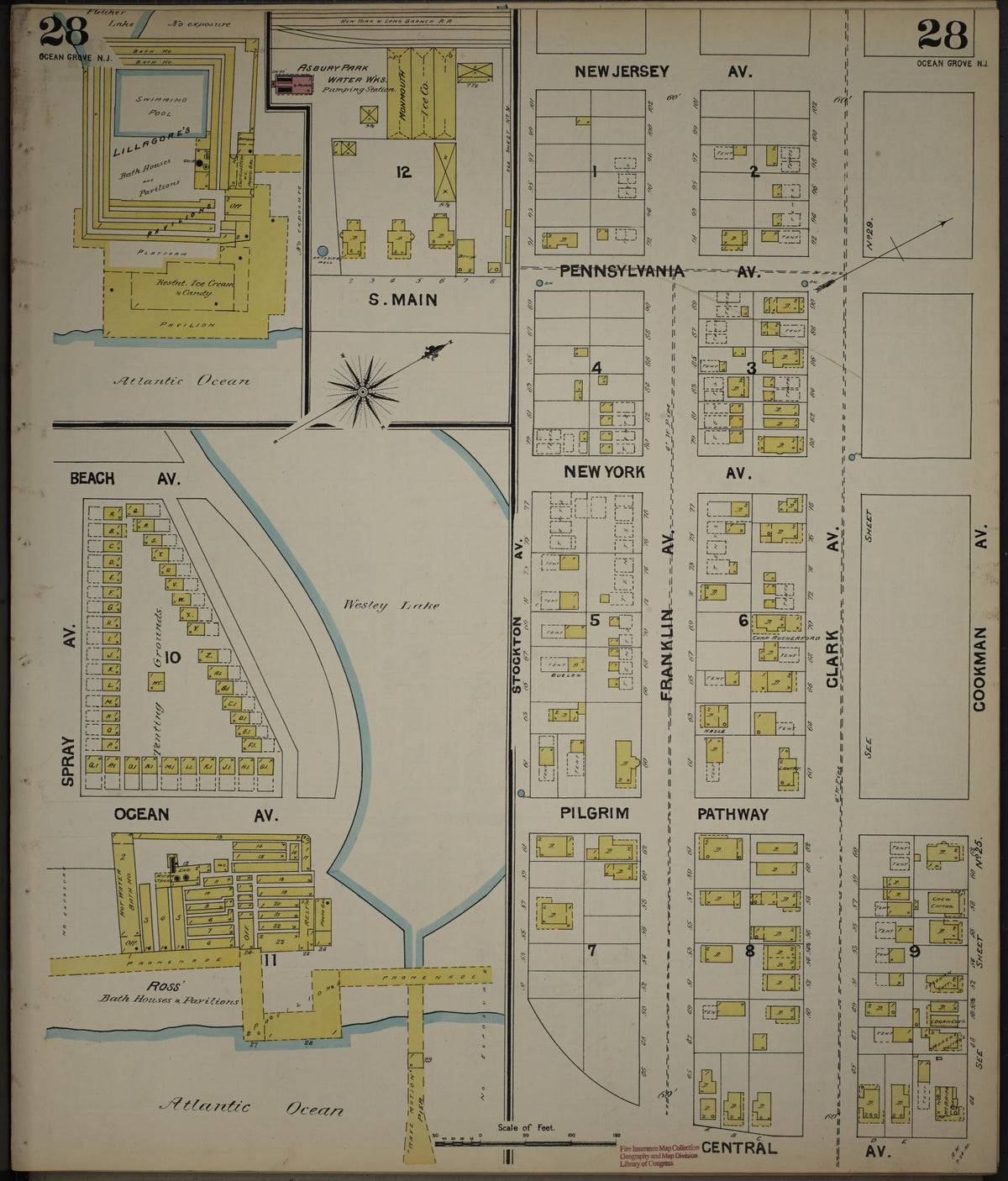 Sanborn Fire Insurance Map from New Jersey Coast, New Jersey Coast, New Jersey (1890), Sheet #0028 - Complete Map Set gallery image, historic Sanborn map, vintage wall art, New Jersey Coast New Jersey