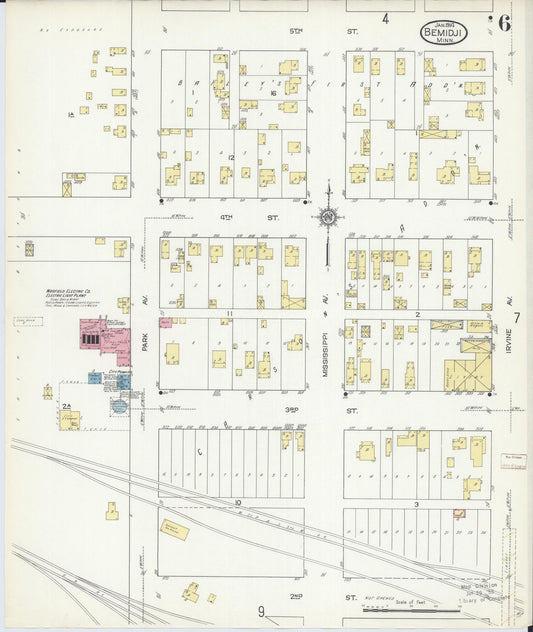 Sanborn Fire Insurance Map from Bemidji, Beltrami County, Minnesota (1914), Sheet #0006 - Historic Sanborn Fire Insurance Map Print, vintage old map wall art, antique decor, genealogy gift, Minnesota Minnesota map