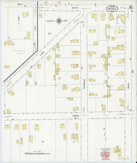 Sanborn Fire Insurance Map from Dryden, Tompkins County, New York (1910), Sheet #0006 - Historic Sanborn Fire Insurance Map Print, vintage old map wall art, antique decor, genealogy gift, New York New York map
