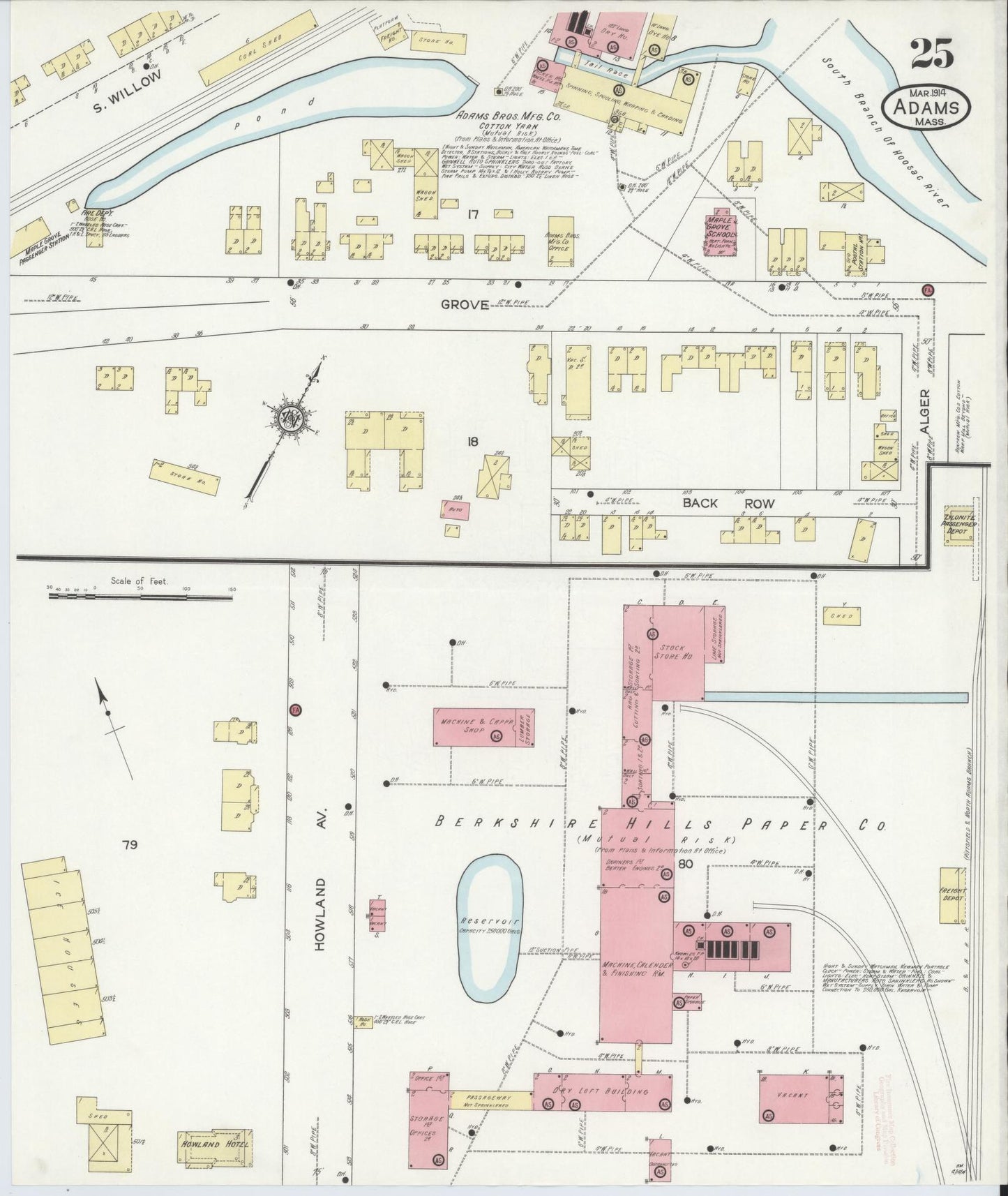 Sanborn Fire Insurance Map from Adams, Berkshire County, Massachusetts (1914), Sheet #0025 - Complete Map Set gallery image, historic Sanborn map, vintage wall art, Massachusetts Massachusetts