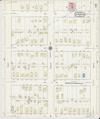 Sanborn Fire Insurance Map from Two Harbors, Lake County, Minnesota (1914), Sheet #0007 - Historic Sanborn Fire Insurance Map Print, vintage old map wall art, antique decor, genealogy gift, Minnesota Minnesota map
