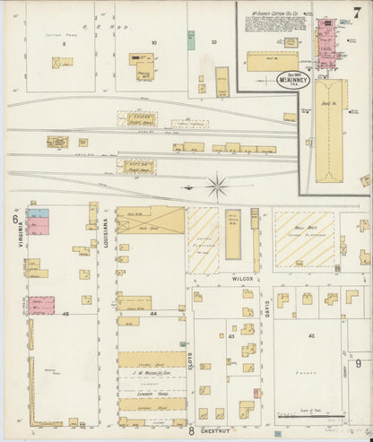 Sanborn Fire Insurance Map from McKinney, Collin County, Texas (1897), Sheet #0007 - Complete Map Set gallery image, historic Sanborn map, vintage wall art, Texas Texas