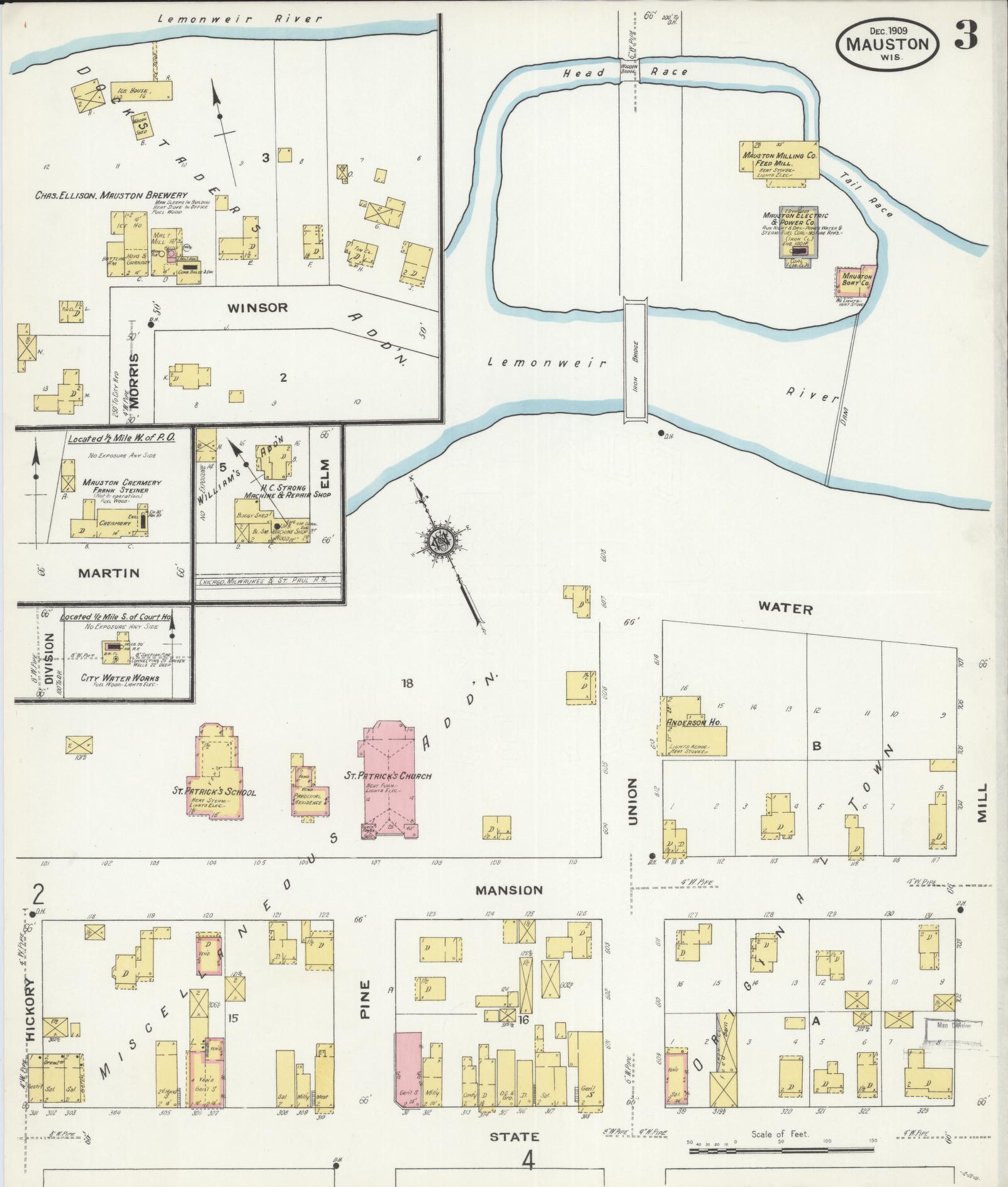 Sanborn Fire Insurance Map from Mauston, Juneau County, Wisconsin (1909), Sheet #0003 - Complete Map Set gallery image, historic Sanborn map, vintage wall art, Wisconsin Wisconsin