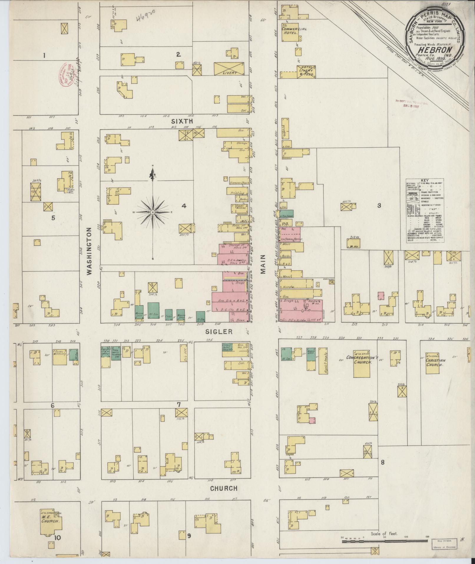 Sanborn Fire Insurance Map from Hebron, Porter County, Indiana. (1895) – Historic Sanborn Fire Insurance Map Print