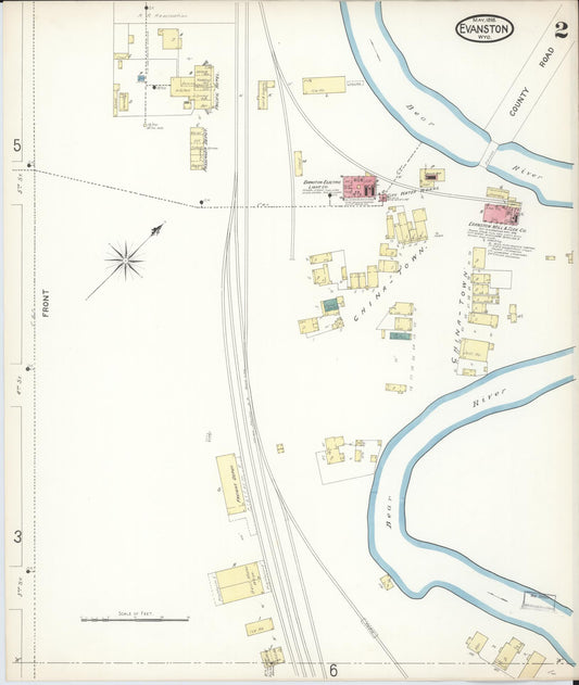 Sanborn Fire Insurance Map from Evanston, Uinta County, Wyoming (1898), Sheet #0002 - Historic Sanborn Fire Insurance Map Print, vintage old map wall art, antique decor, genealogy gift, Wyoming Wyoming map