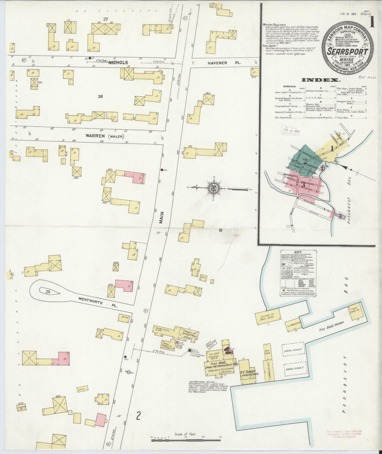Sanborn Fire Insurance Map from Searsport, Waldo County, Maine. (1911) – Historic Sanborn Fire Insurance Map Print