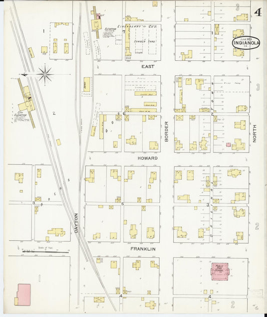 Sanborn Fire Insurance Map from Indianola, Warren County, Iowa (1893), Sheet #0004 - Historic Sanborn Fire Insurance Map Print, vintage old map wall art