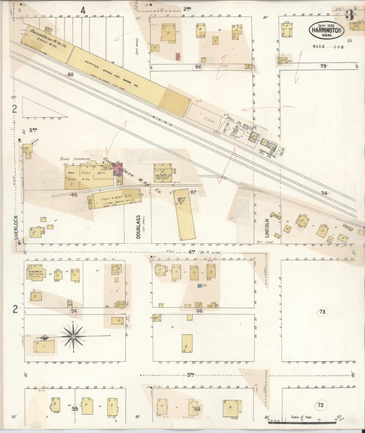 Sanborn Fire Insurance Map from Harrington, Lincoln County, Washington (1933), Sheet #0003 - Historic Sanborn Fire Insurance Map Print, vintage old map wall art, antique decor, genealogy gift, Washington Washington map