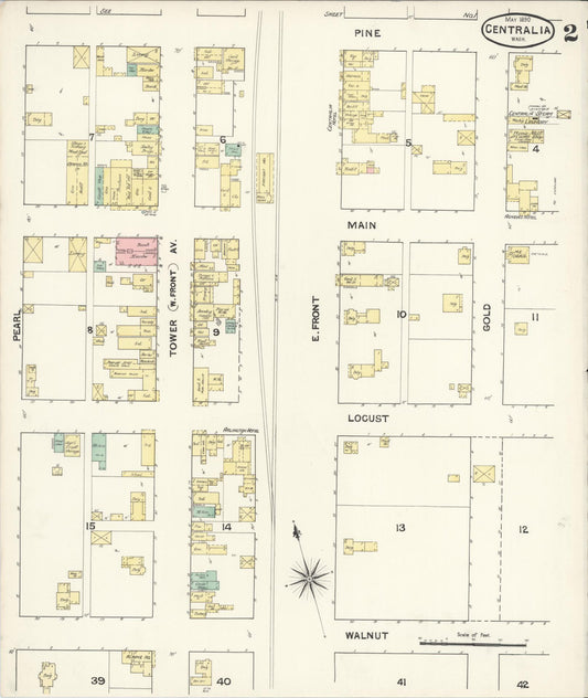 Sanborn Fire Insurance Map from Centralia, Lewis County, Washington (1890), Sheet #0002 - Historic Sanborn Fire Insurance Map Print, vintage old map wall art, antique decor, genealogy gift, Washington Washington map