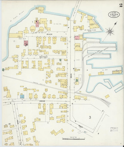 Sanborn Fire Insurance Map from Calais, Washington County, Maine (1900), Sheet #0002 - Complete Map Set gallery image, historic Sanborn map, vintage wall art, Maine Maine