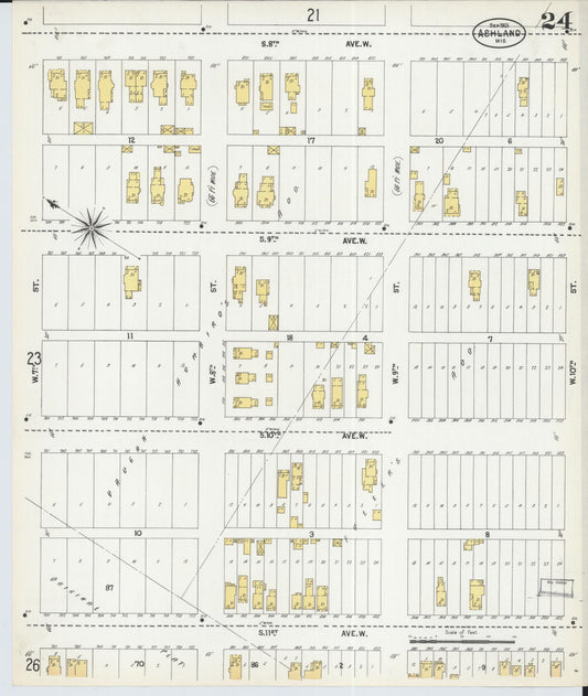 Sanborn Fire Insurance Map from Ashland, Ashland County, Wisconsin (1901), Sheet #0024 - Historic Sanborn Fire Insurance Map Print, vintage old map wall art, antique decor, genealogy gift, Wisconsin Wisconsin map