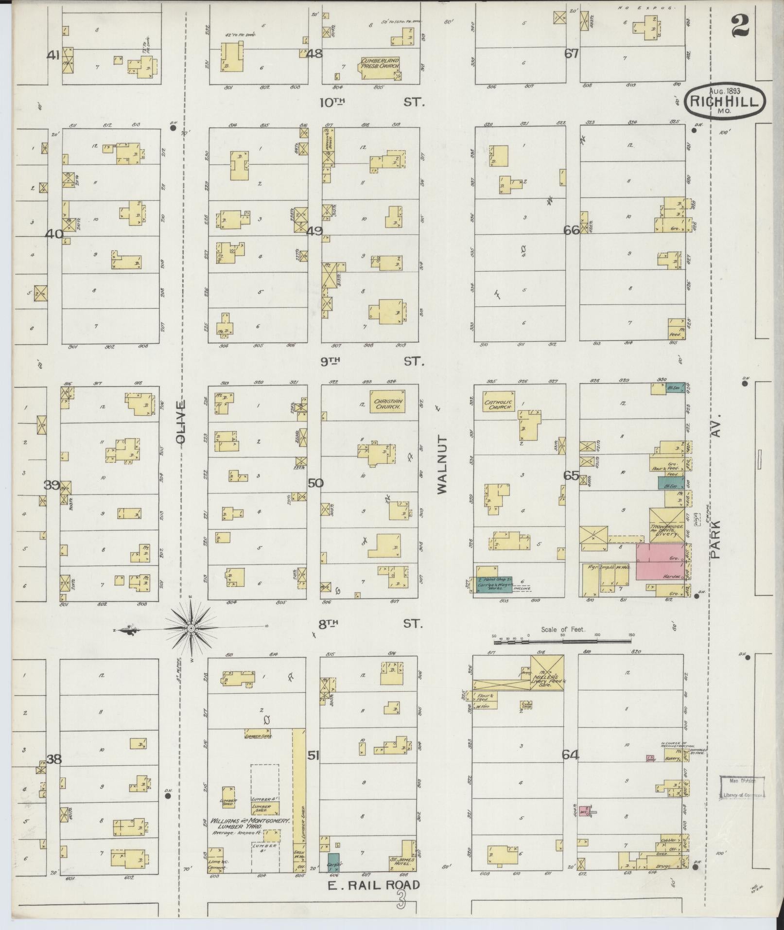 Sanborn Fire Insurance Map from Rich Hill, Bates County, Missouri (1893), Sheet #0002 - Complete Map Set gallery image, historic Sanborn map, vintage wall art, Missouri Missouri