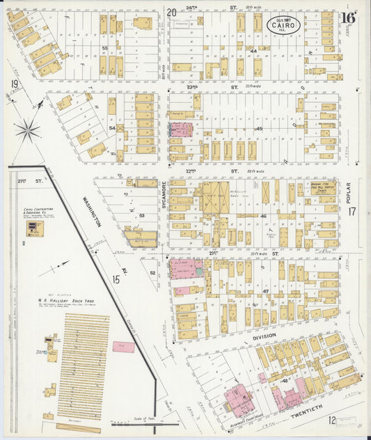 Sanborn Fire Insurance Map from Cairo, Alexander County, Illinois (1907), Sheet #0016 - Historic Sanborn Fire Insurance Map Print, vintage old map wall art, antique decor, genealogy gift, Illinois Illinois map