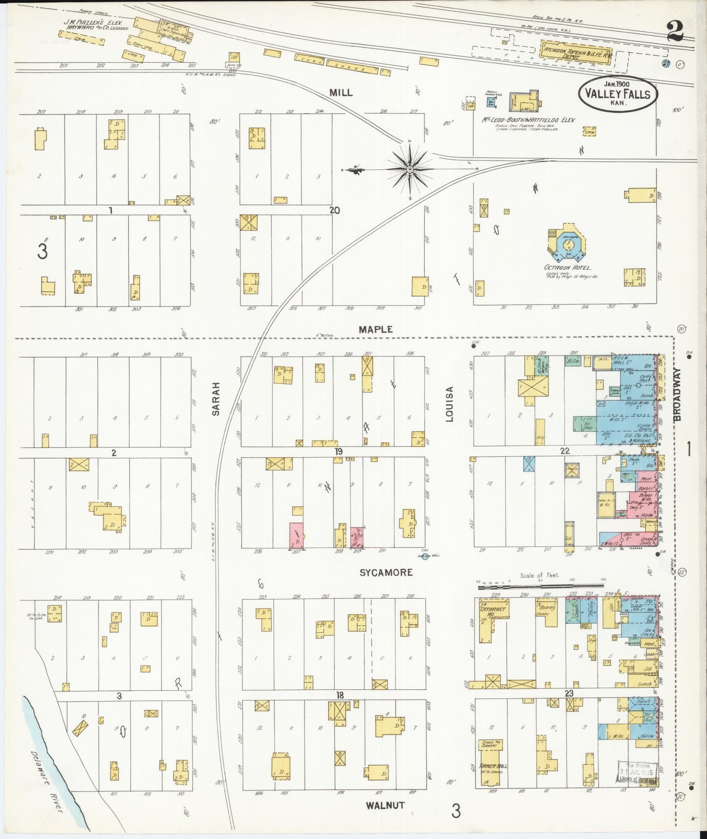 Sanborn Fire Insurance Map from Valley Falls, Jefferson County, Kansas (1899), Sheet #0002 - Complete Map Set gallery image, historic Sanborn map, vintage wall art, Kansas Kansas