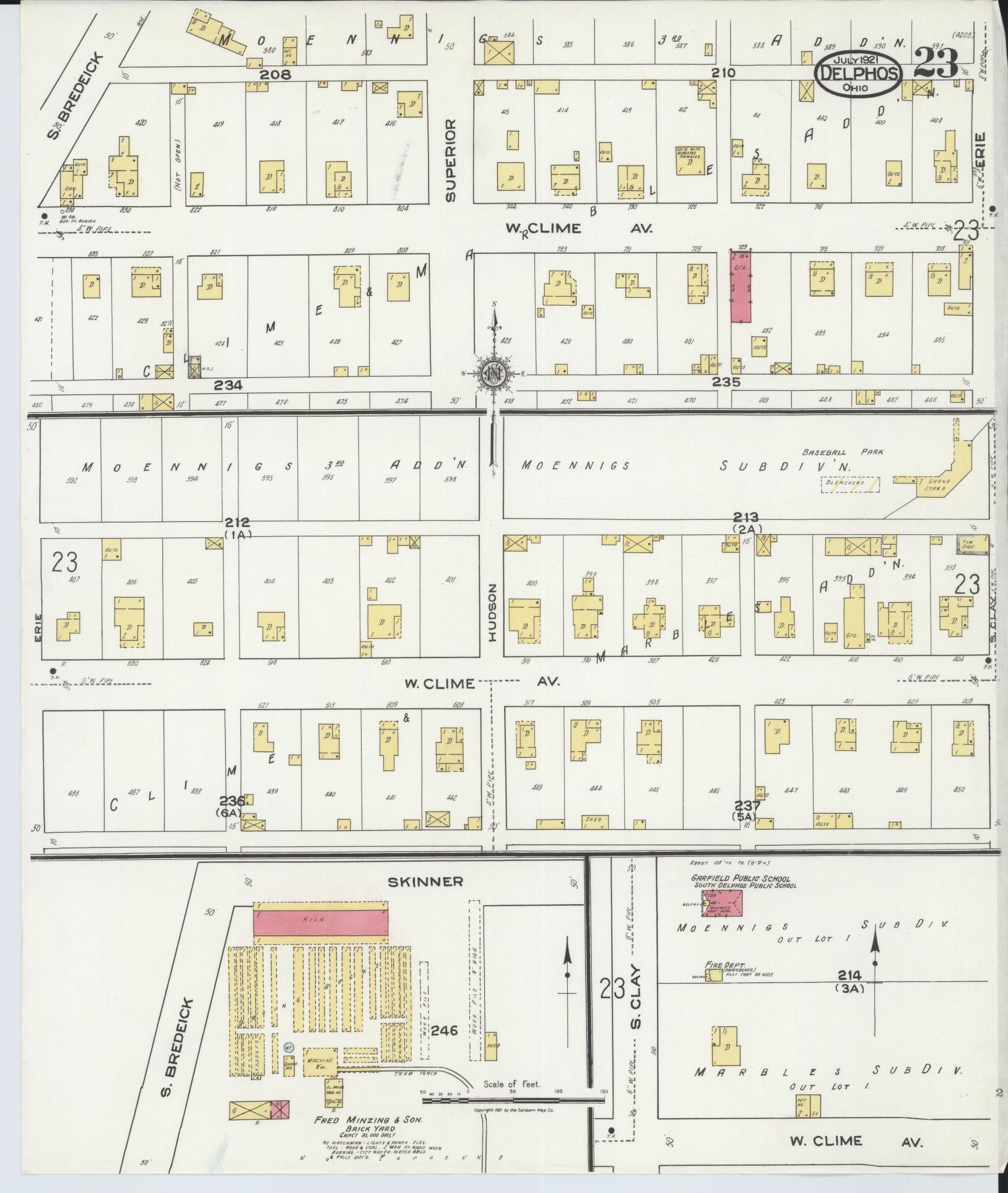 Sanborn Fire Insurance Map from Delphos, Van Wert And Allen Counties, Ohio (1921), Sheet #0023 - Historic Sanborn Fire Insurance Map Print, vintage old map wall art, antique decor, genealogy gift, Ohio Ohio map